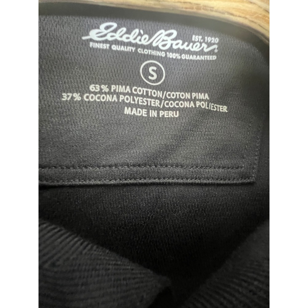 Eddie Bauer Mens Pima Cotton Cocona Polyester Performance Polo Shirt Black S - Picture 3 of 8